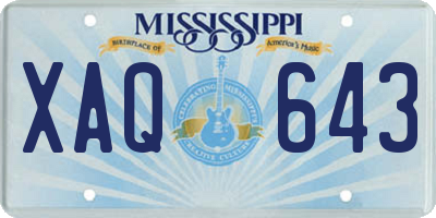 MS license plate XAQ643