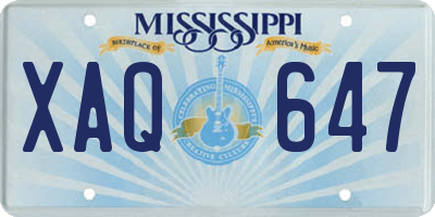 MS license plate XAQ647