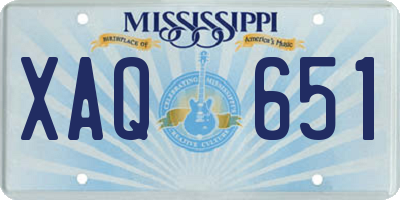 MS license plate XAQ651