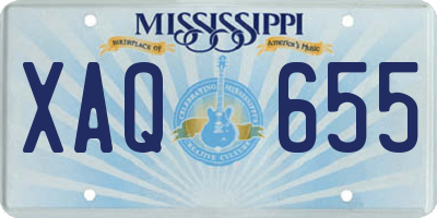 MS license plate XAQ655