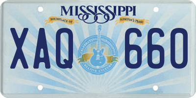 MS license plate XAQ660