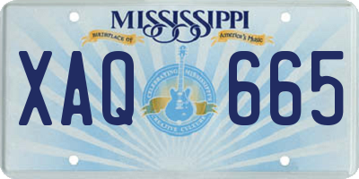 MS license plate XAQ665