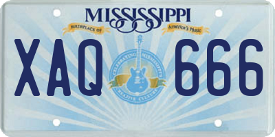 MS license plate XAQ666