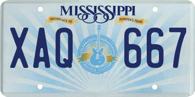 MS license plate XAQ667