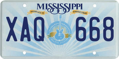 MS license plate XAQ668