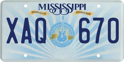 MS license plate XAQ670