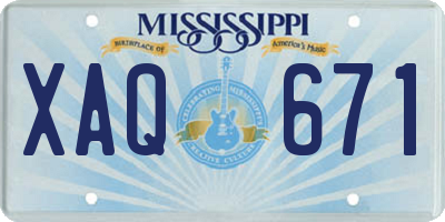 MS license plate XAQ671