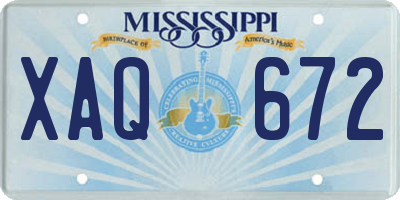 MS license plate XAQ672