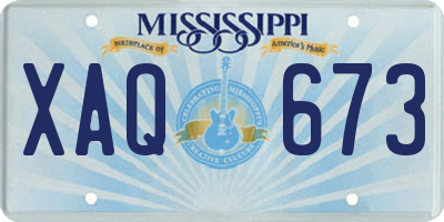 MS license plate XAQ673
