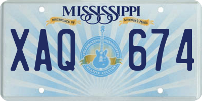 MS license plate XAQ674