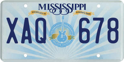 MS license plate XAQ678