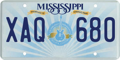 MS license plate XAQ680