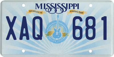 MS license plate XAQ681