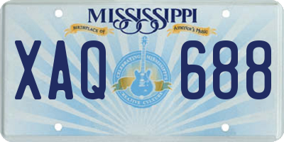 MS license plate XAQ688