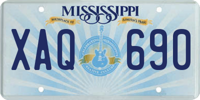 MS license plate XAQ690