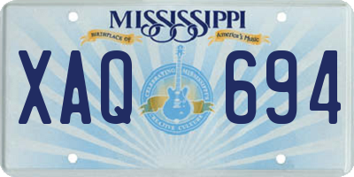 MS license plate XAQ694