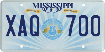 MS license plate XAQ700