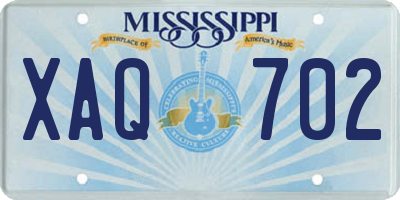 MS license plate XAQ702