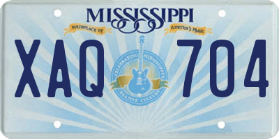 MS license plate XAQ704