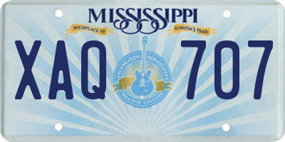 MS license plate XAQ707