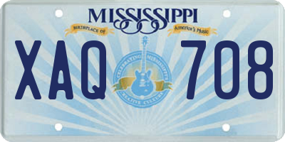 MS license plate XAQ708