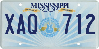 MS license plate XAQ712