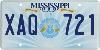 MS license plate XAQ721