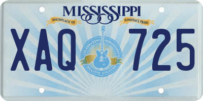 MS license plate XAQ725