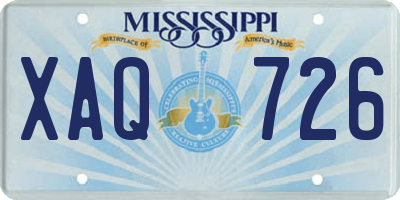 MS license plate XAQ726