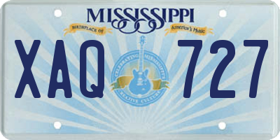 MS license plate XAQ727