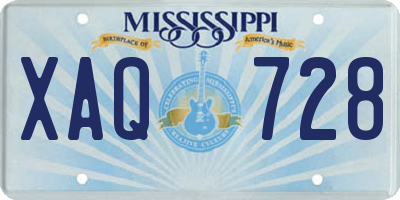 MS license plate XAQ728