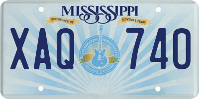 MS license plate XAQ740