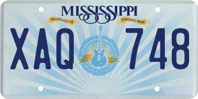 MS license plate XAQ748