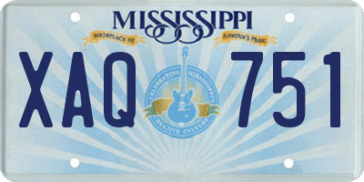 MS license plate XAQ751