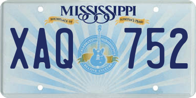 MS license plate XAQ752