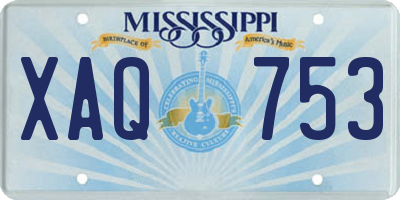 MS license plate XAQ753
