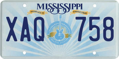 MS license plate XAQ758