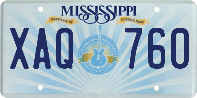 MS license plate XAQ760