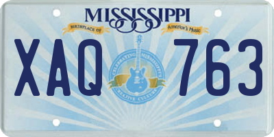 MS license plate XAQ763