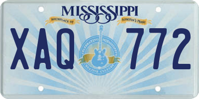 MS license plate XAQ772