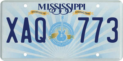 MS license plate XAQ773