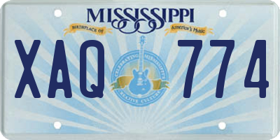 MS license plate XAQ774