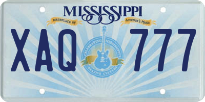MS license plate XAQ777