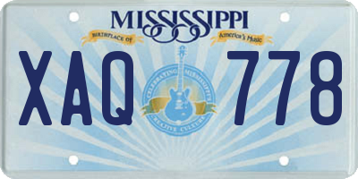 MS license plate XAQ778