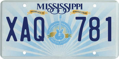 MS license plate XAQ781