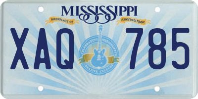 MS license plate XAQ785