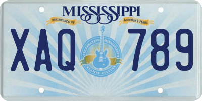 MS license plate XAQ789
