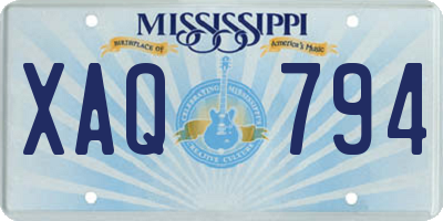 MS license plate XAQ794