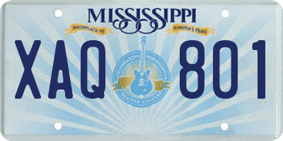 MS license plate XAQ801