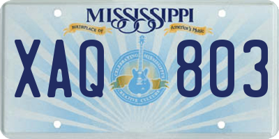 MS license plate XAQ803